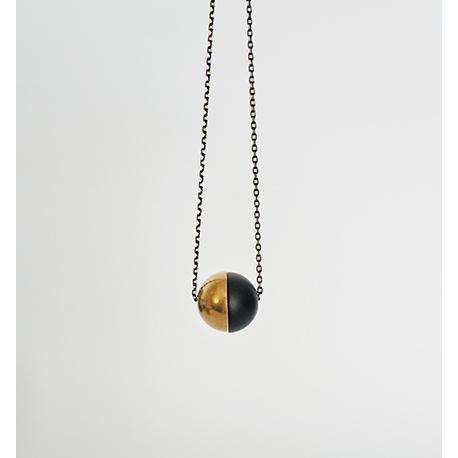 Brass + Black Ball Necklace - Rock Paper Scissors