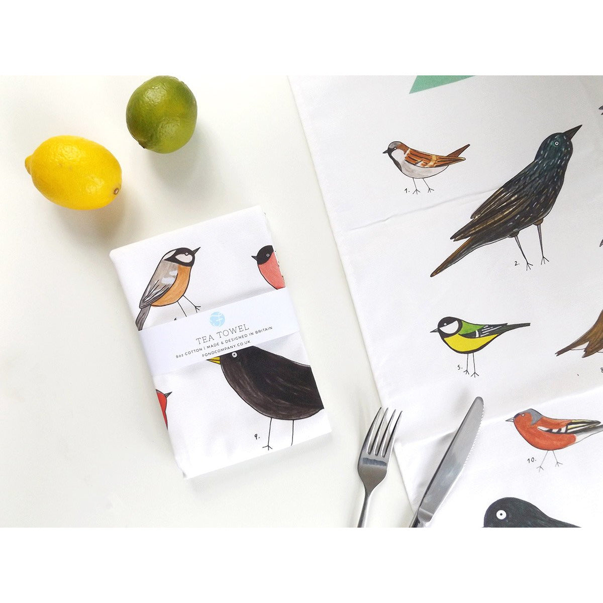 Illustrated Garden Birds Tea Towel