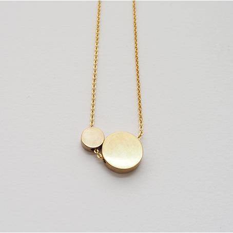 Big Brass Circle + Small Circle Necklace - Rock Paper Scissors