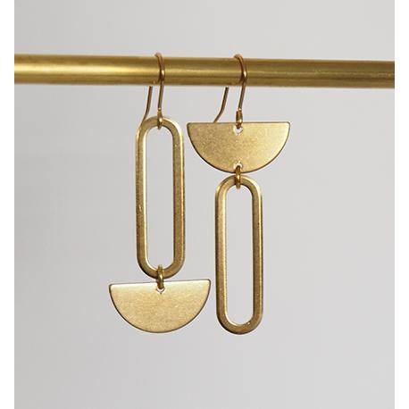 Brass Opposite Earrings - Rock Paper Scissors