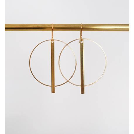 Brass Ring + Bar Earrings - Rock Paper Scissors